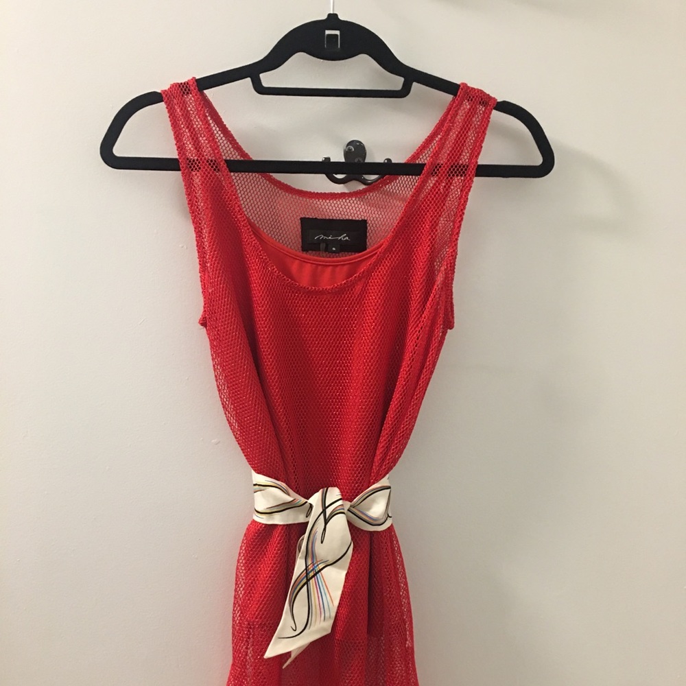 MIHA Red Double Layered Top with Golden Thread